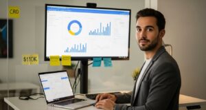 7 Marketing Skills That Pay $80K+ Now (While AI Kills the Rest) Marketing professional analyzing performance data and advertising metrics on laptop showing high-paying digital marketing skills in demand
