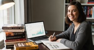 How Self-Published Authors Make $50K-$200K on Amazon: The Complete System Stack of self-published books with laptop showing Amazon KDP dashboard representing successful indie author publishing business model