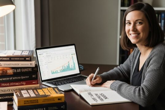 How Self-Published Authors Make $50K-$200K on Amazon: The Complete System Stack of self-published books with laptop showing Amazon KDP dashboard representing successful indie author publishing business model